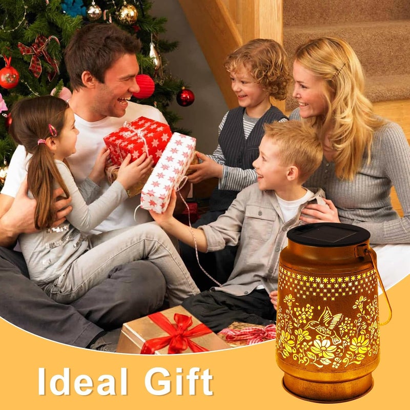 SANDECO Solar Lanterns Outdoor Hummingbird Garden Decor, Gifts for Women Mom Grandma Birthday, Metal Hanging Solar Lights Waterproof with Shepherd Hook LED Decoration Outside for Garden Yard Patio Porch - Image 4